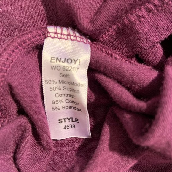 Casual Michael Stars Wine Purple Cowl Neck Lightweight Long Sleeve Top One Size - Picture 6 of 8